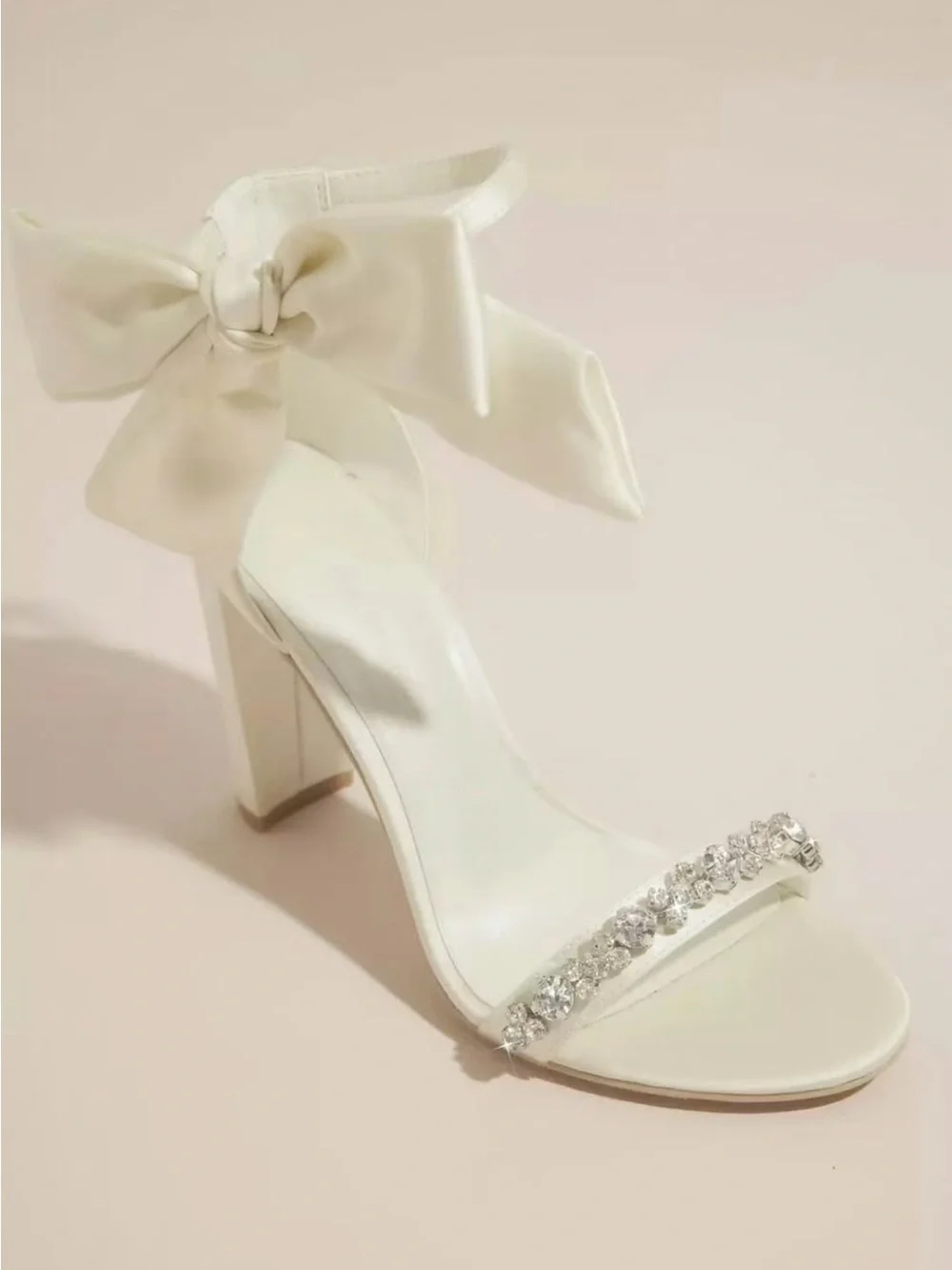 Oleg Cassini Melania Silk Embellished Ankle-Strap Heels with Bow Size 6